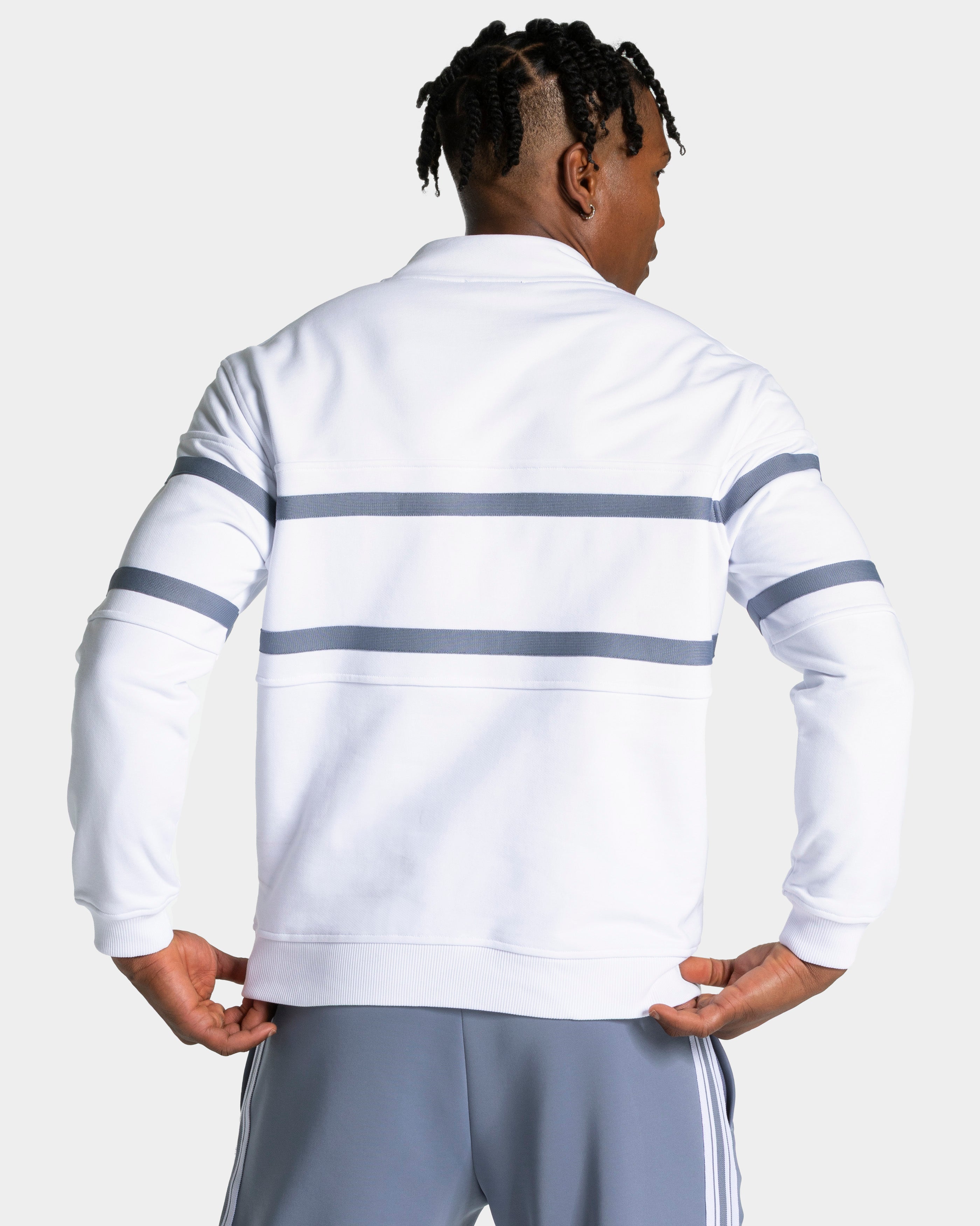 Club Half Zip Sweater „Weiß – Stahlblau“