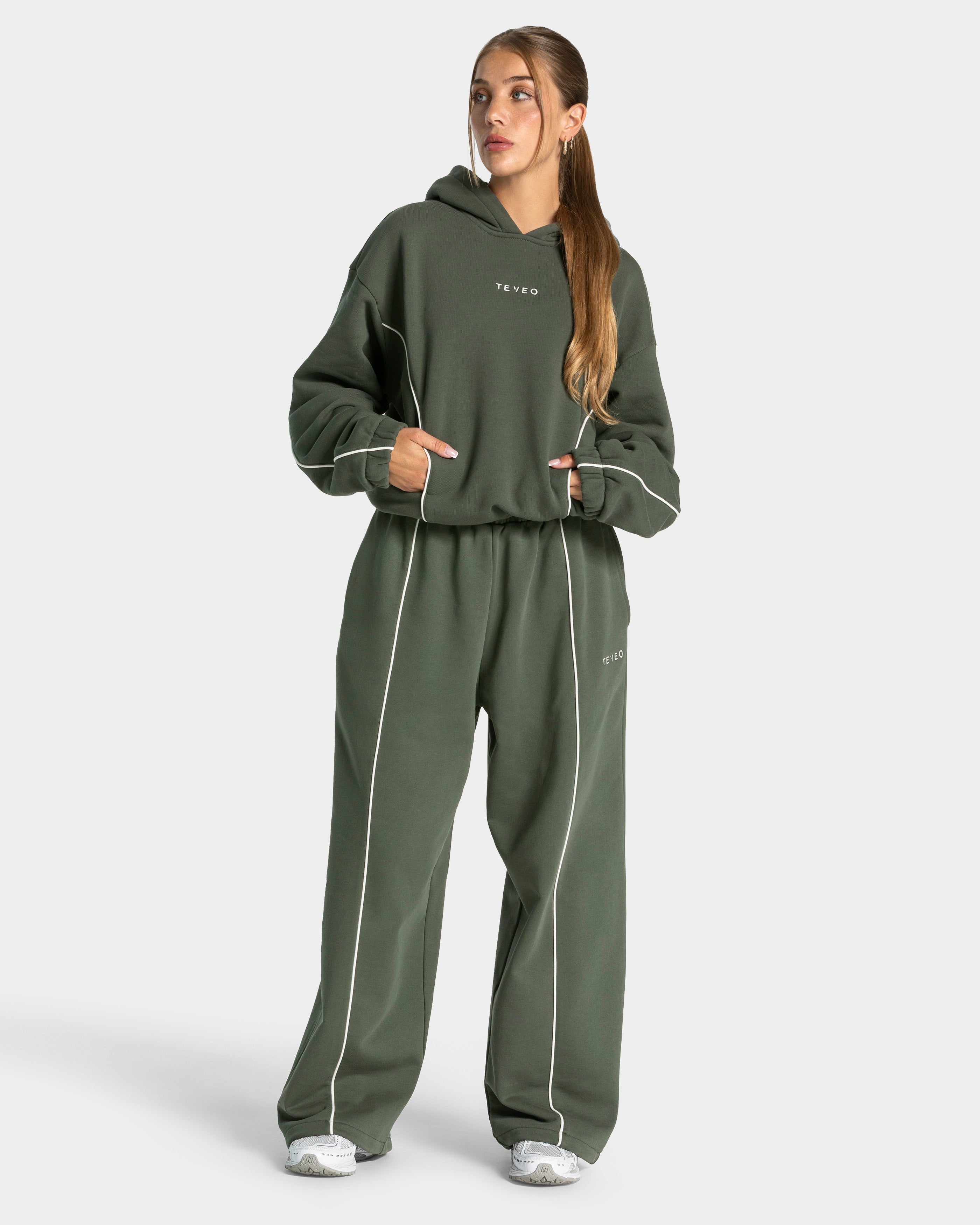 Contrastline Kapuzenpullover "Khaki"