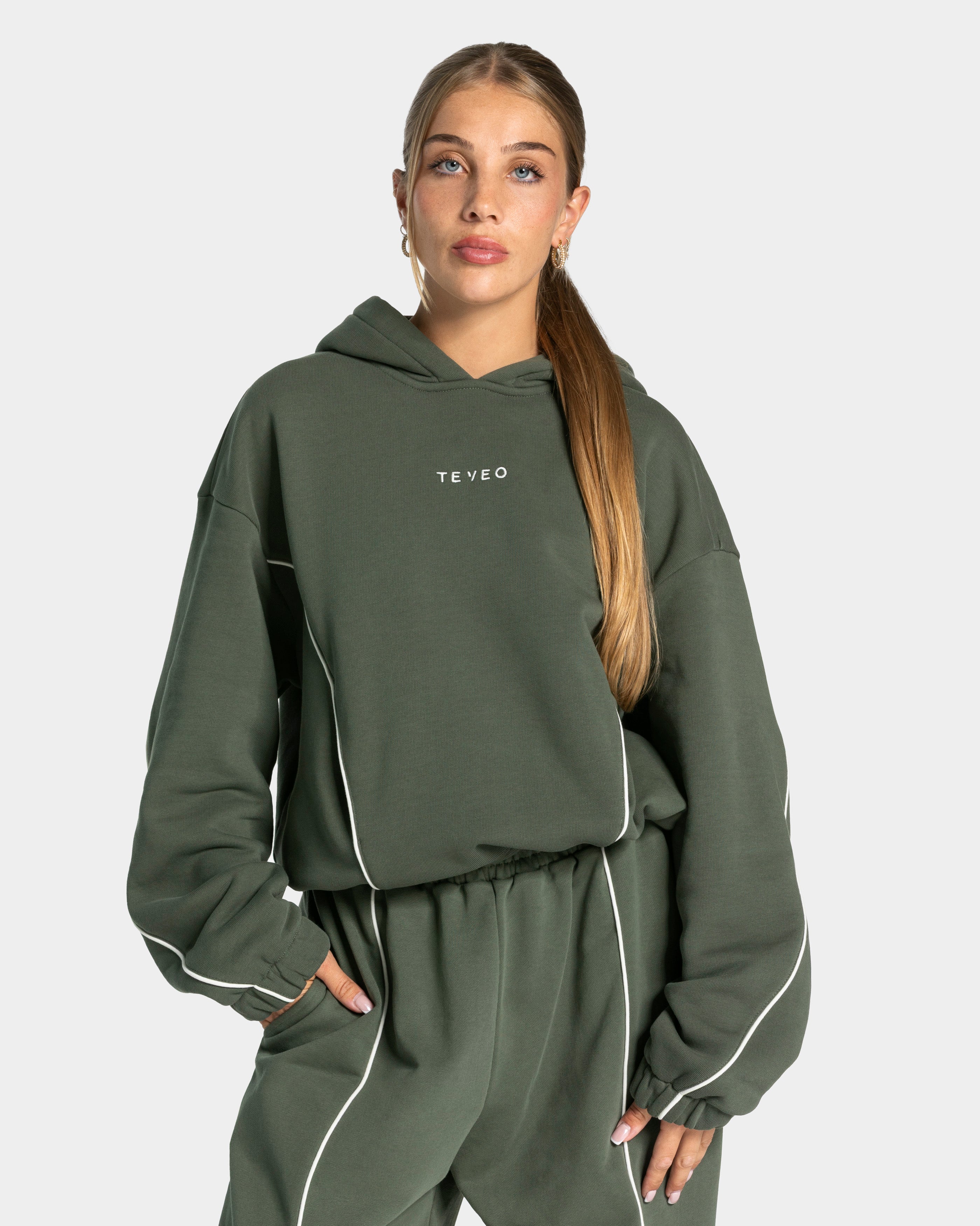 Contrastline Kapuzenpullover "Khaki"
