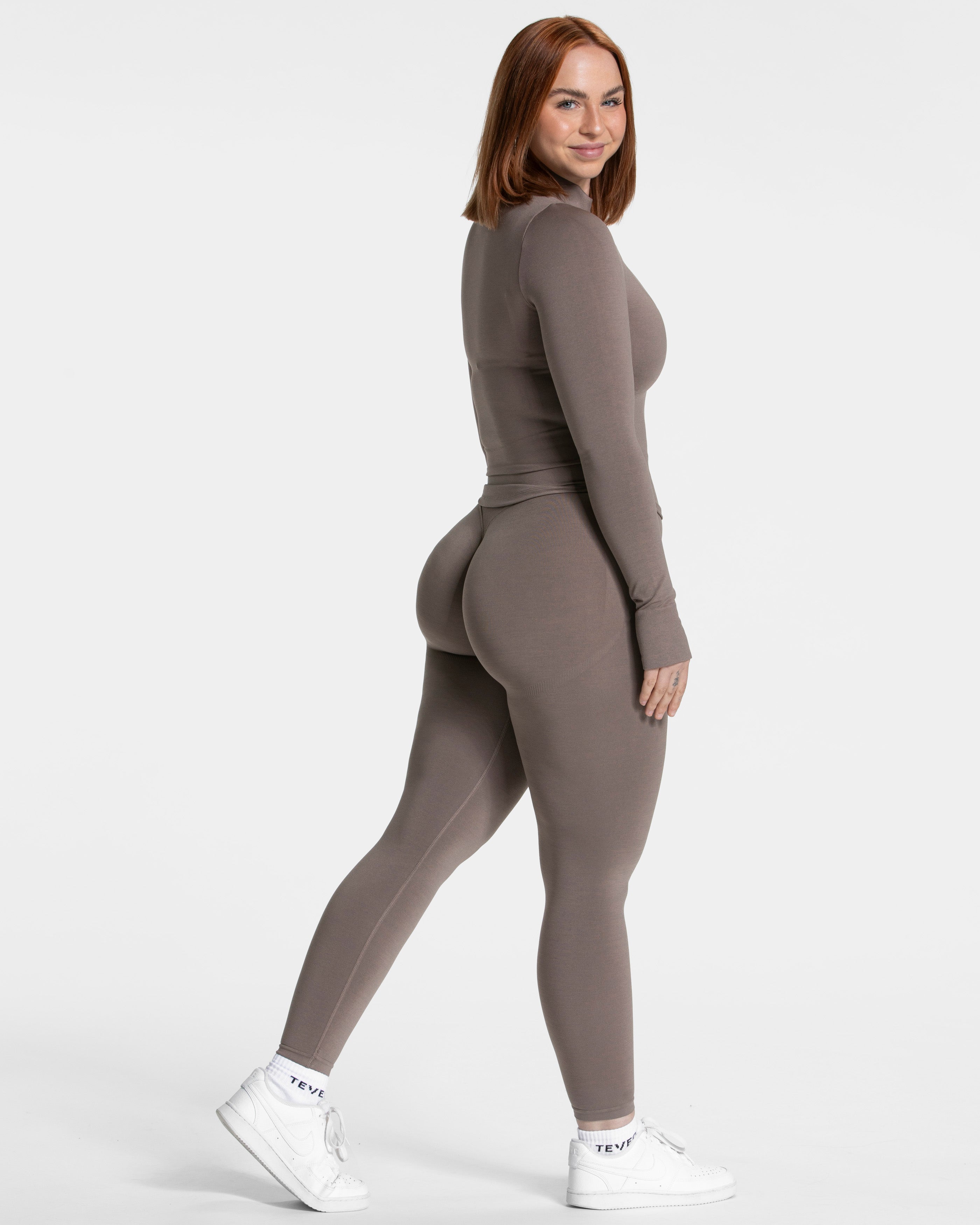 Damen Shaping Zip Jacke "Mokka"