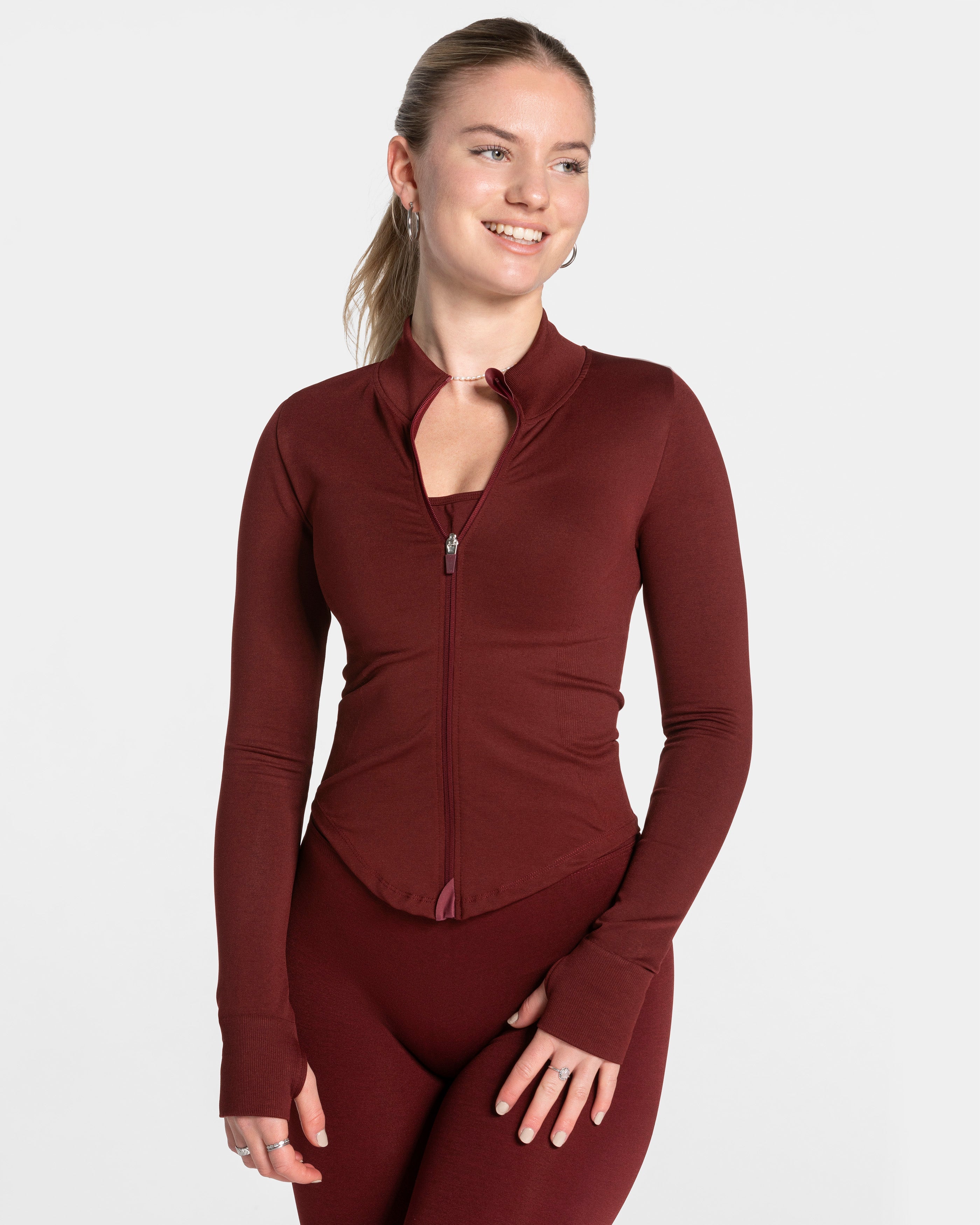 Damen Shaping Zip Jacke "Weinrot"