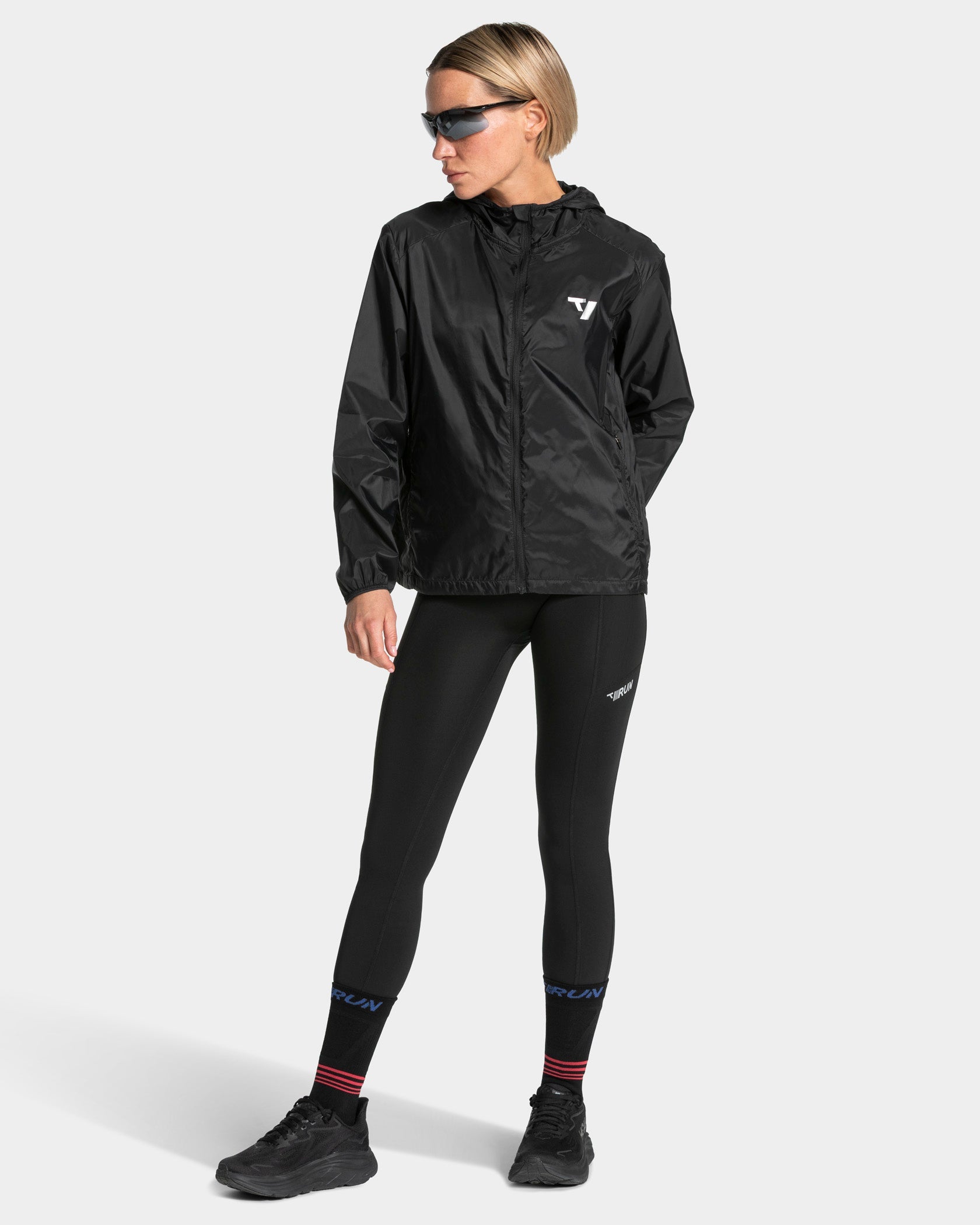 RUN Leichte Zip-Jacke „Schwarz“