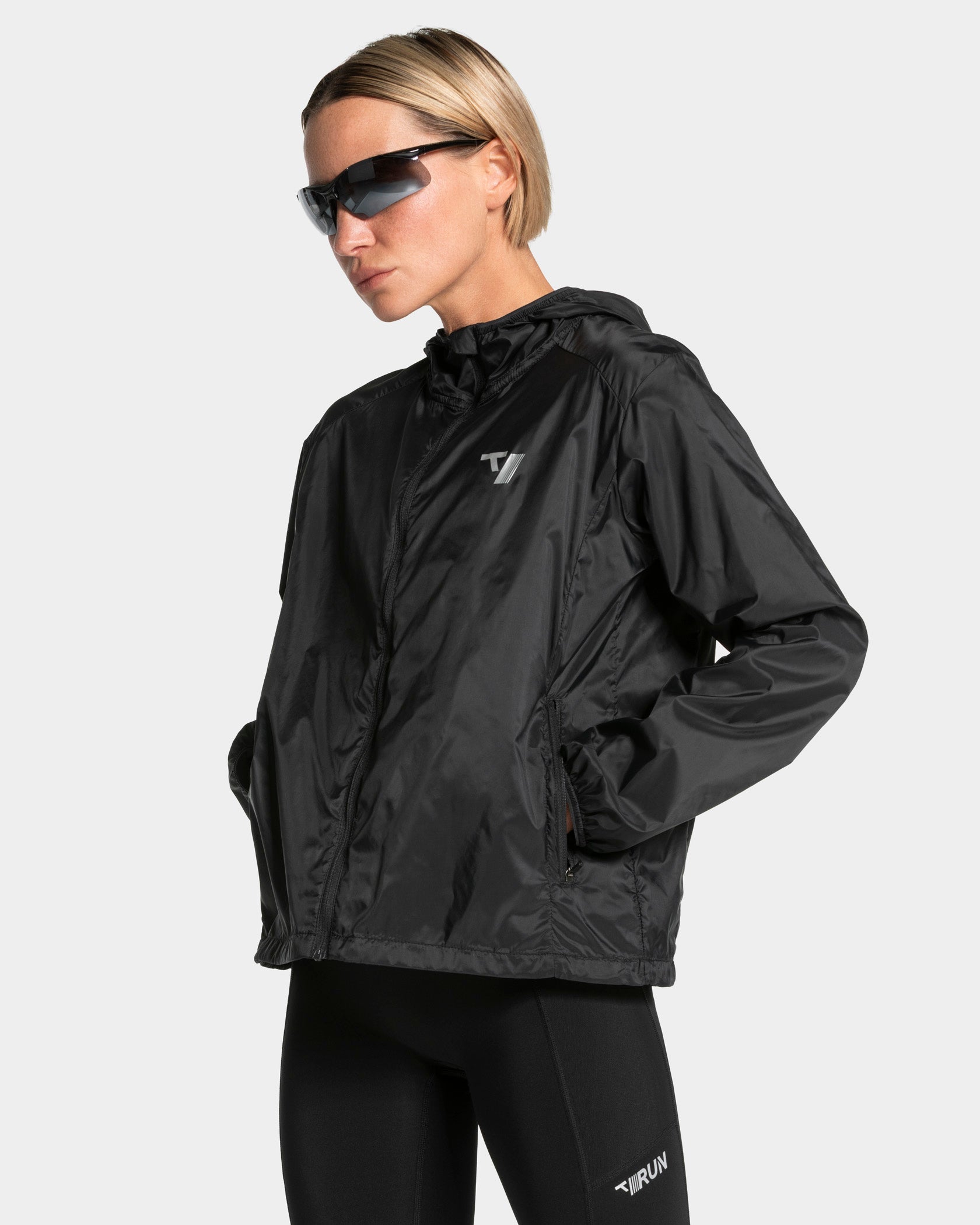 RUN Leichte Zip-Jacke „Schwarz“