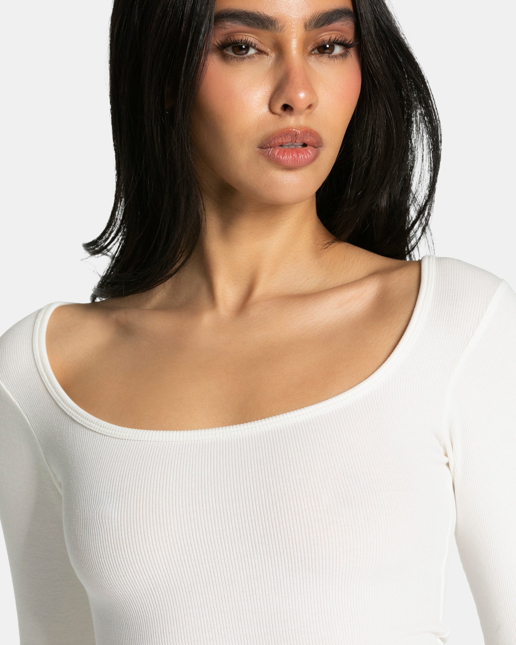 Geripptes Langarmshirt "Off White"