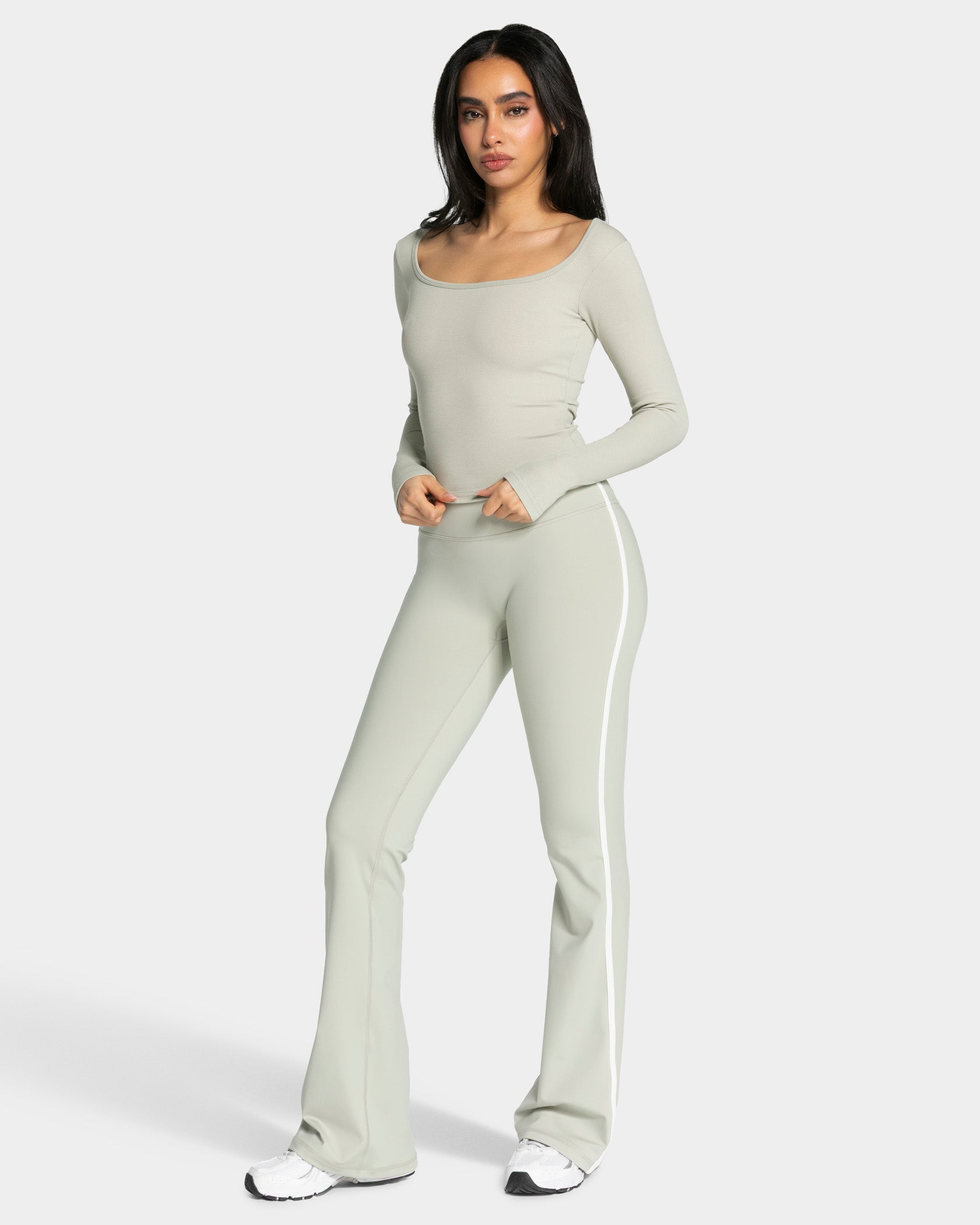 Geripptes Langarmshirt "Pistachio"