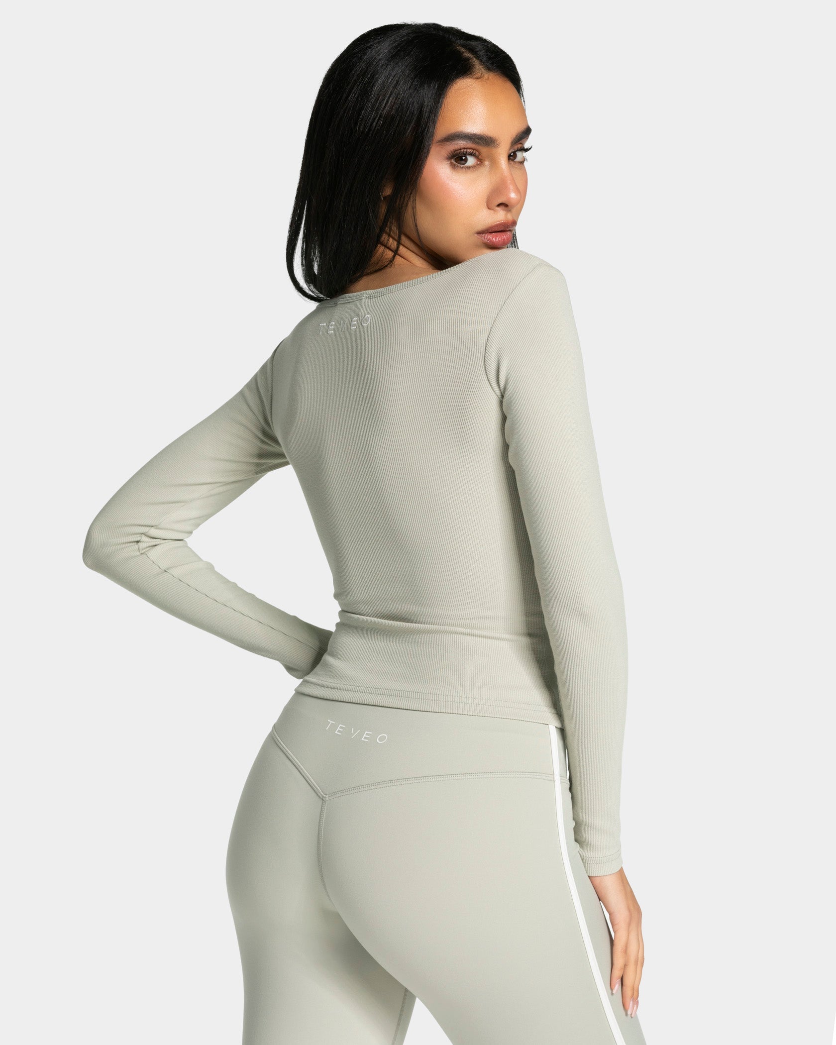 Geripptes Langarmshirt "Pistachio"