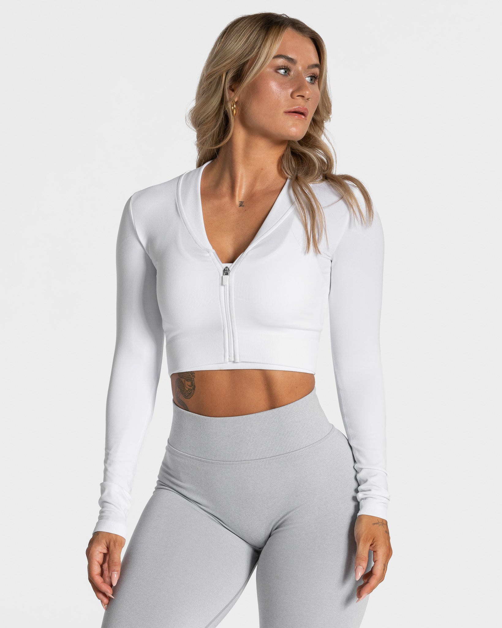 Statement-Zip-Jacke „Weiß“