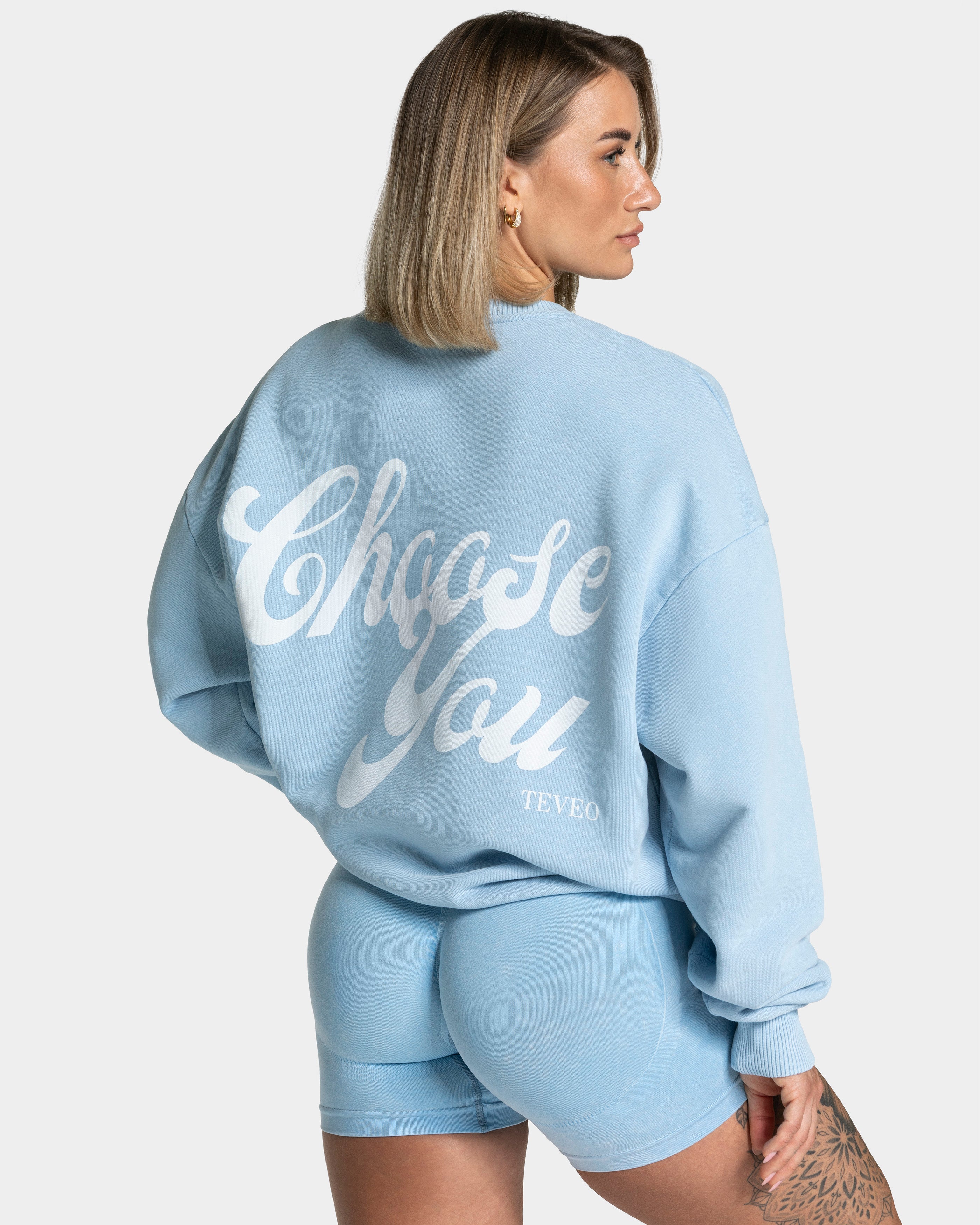 Acid Oversized Pullover „Babyblau“