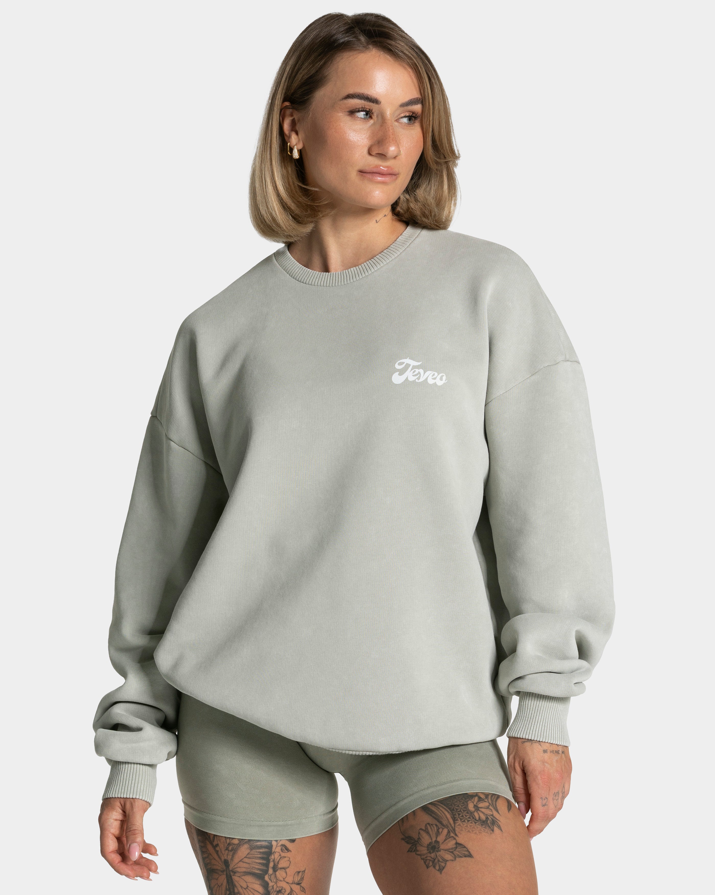 Acid Oversized-Pullover „Salbei“