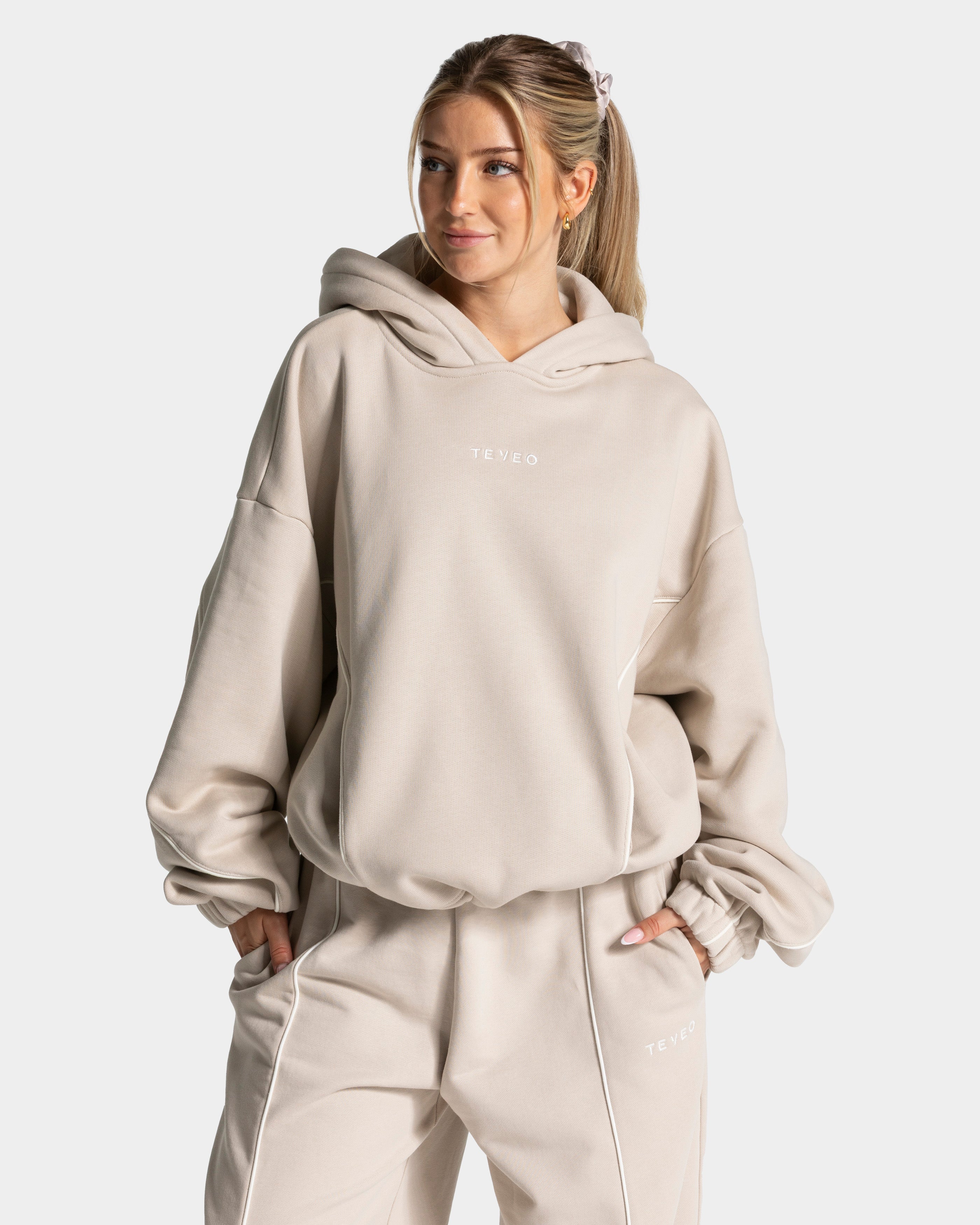 Contrastline Kapuzenpullover "Cream"