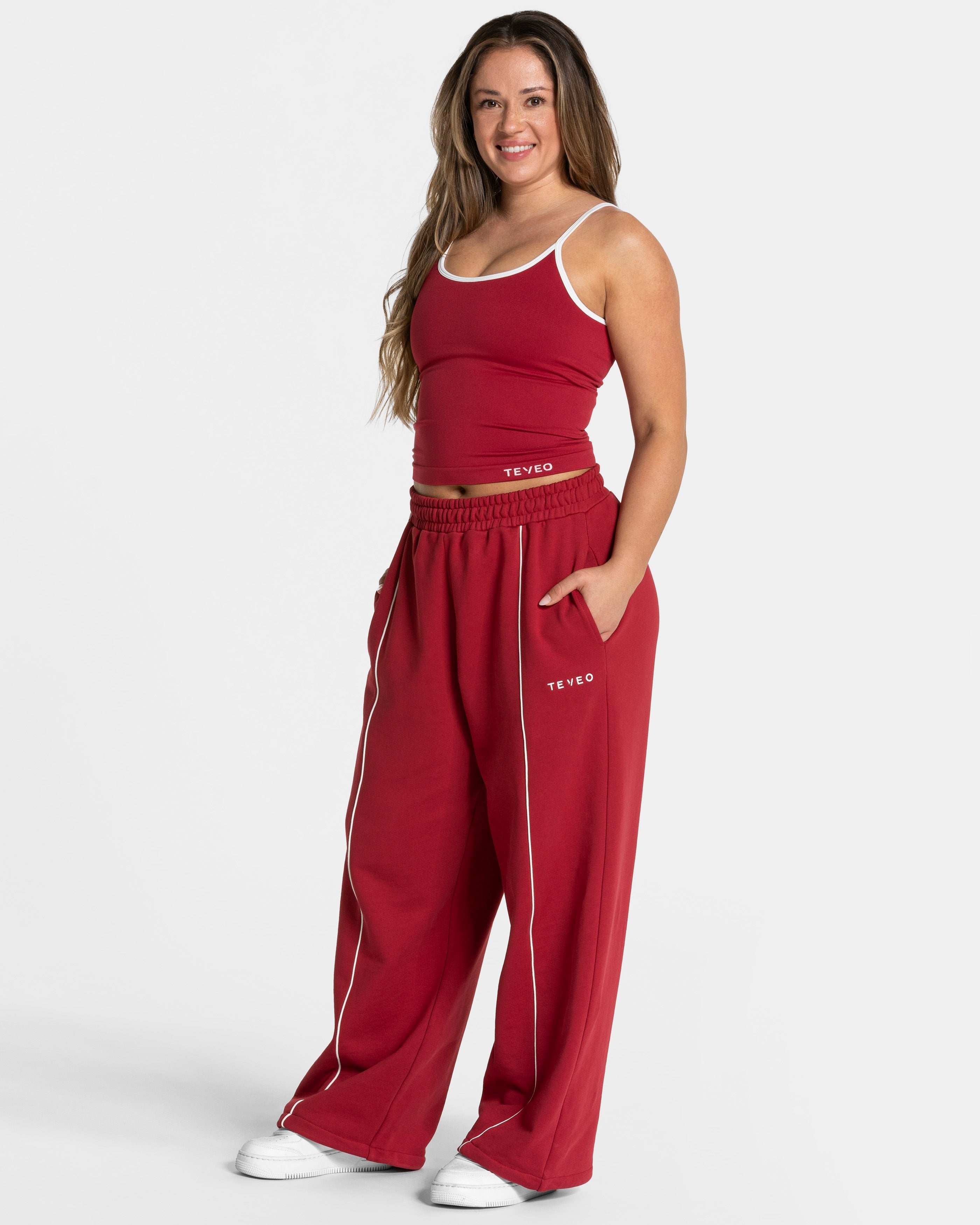Contrastline Wide Leg Jogger „Cherry“