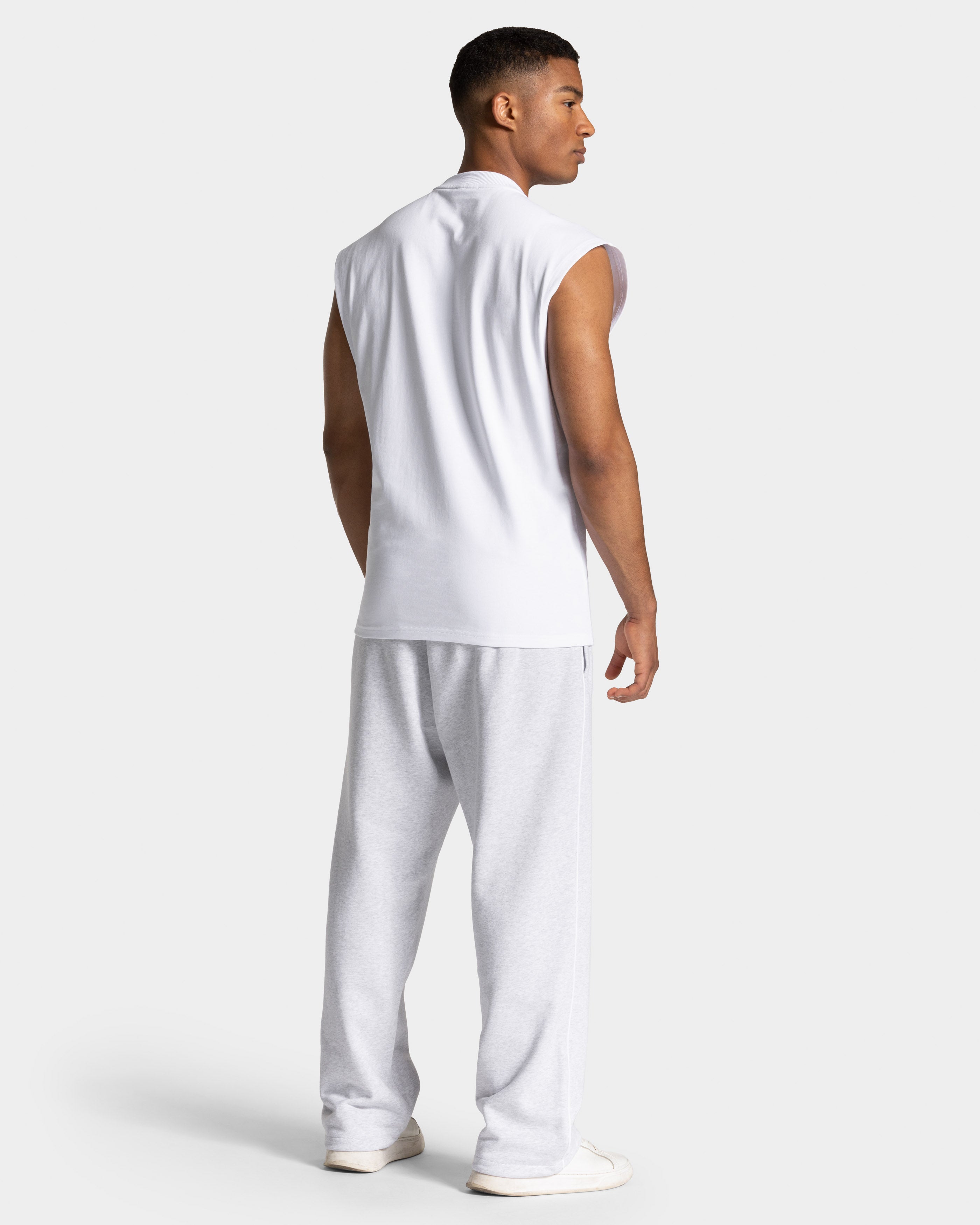 Contrastline Straight Leg Jogger „Grau meliert – Weiß“