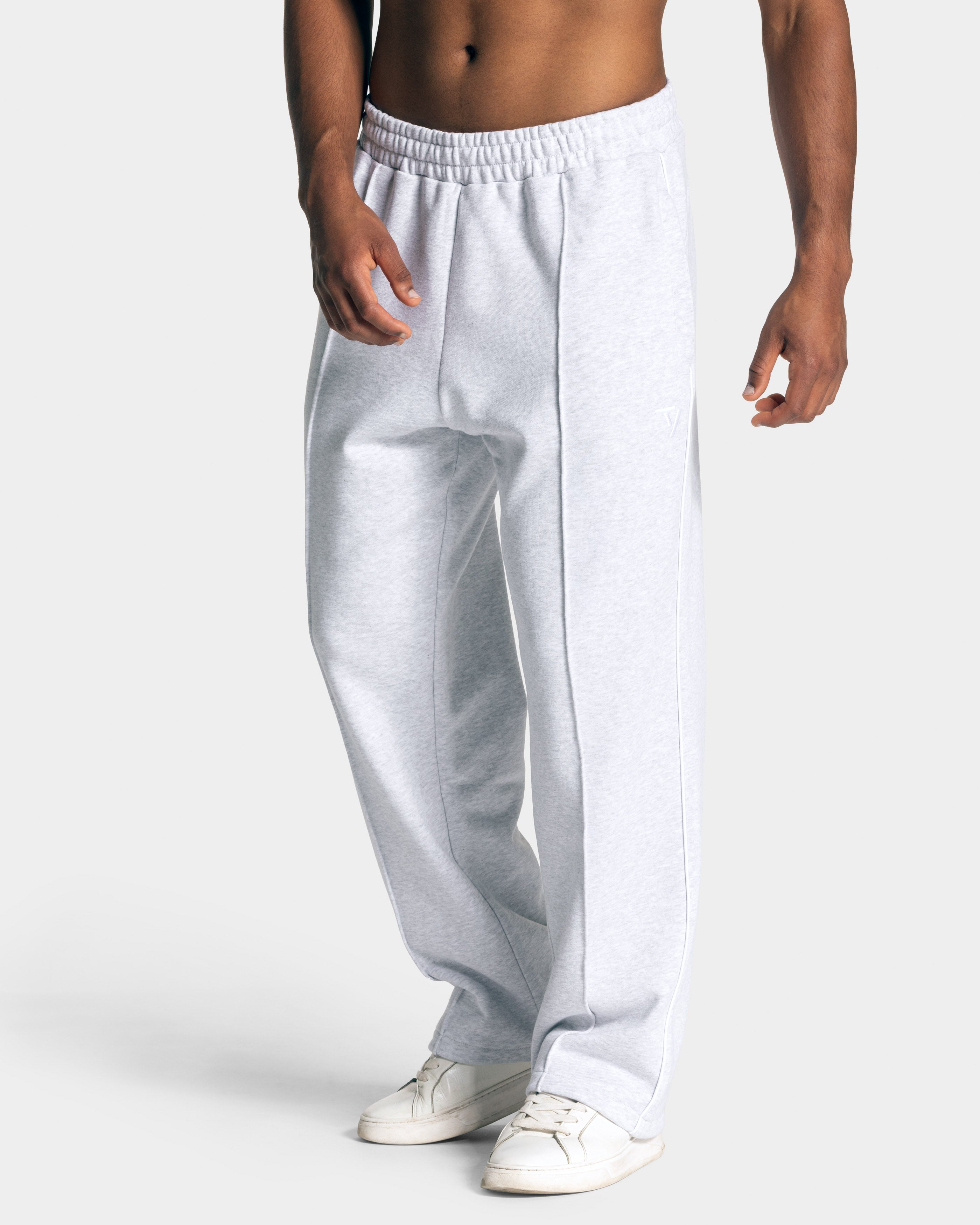 Contrastline Straight Leg Jogger „Grau meliert – Weiß“