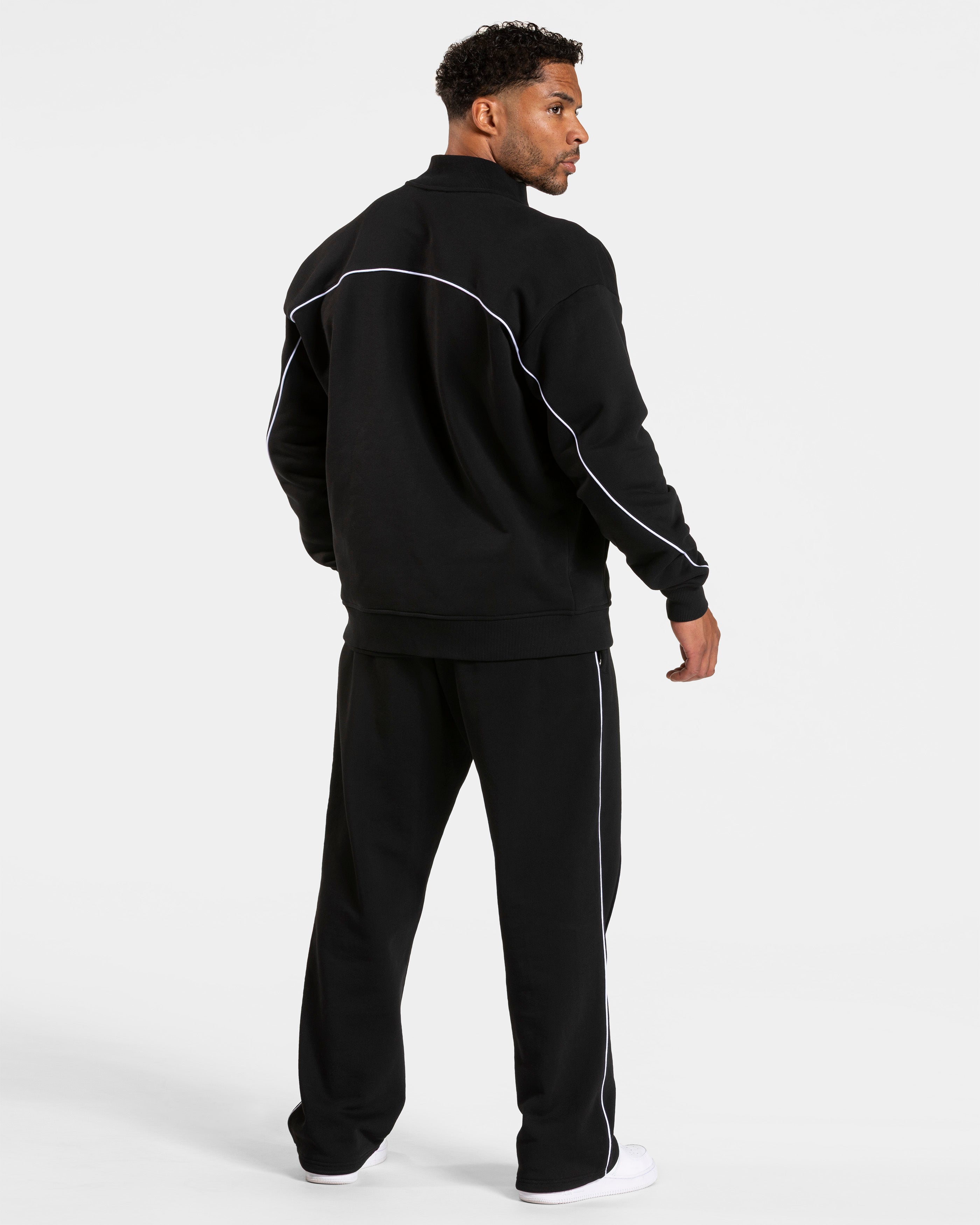 Contrastline Zip-Pullover "Schwarz - Weiß"