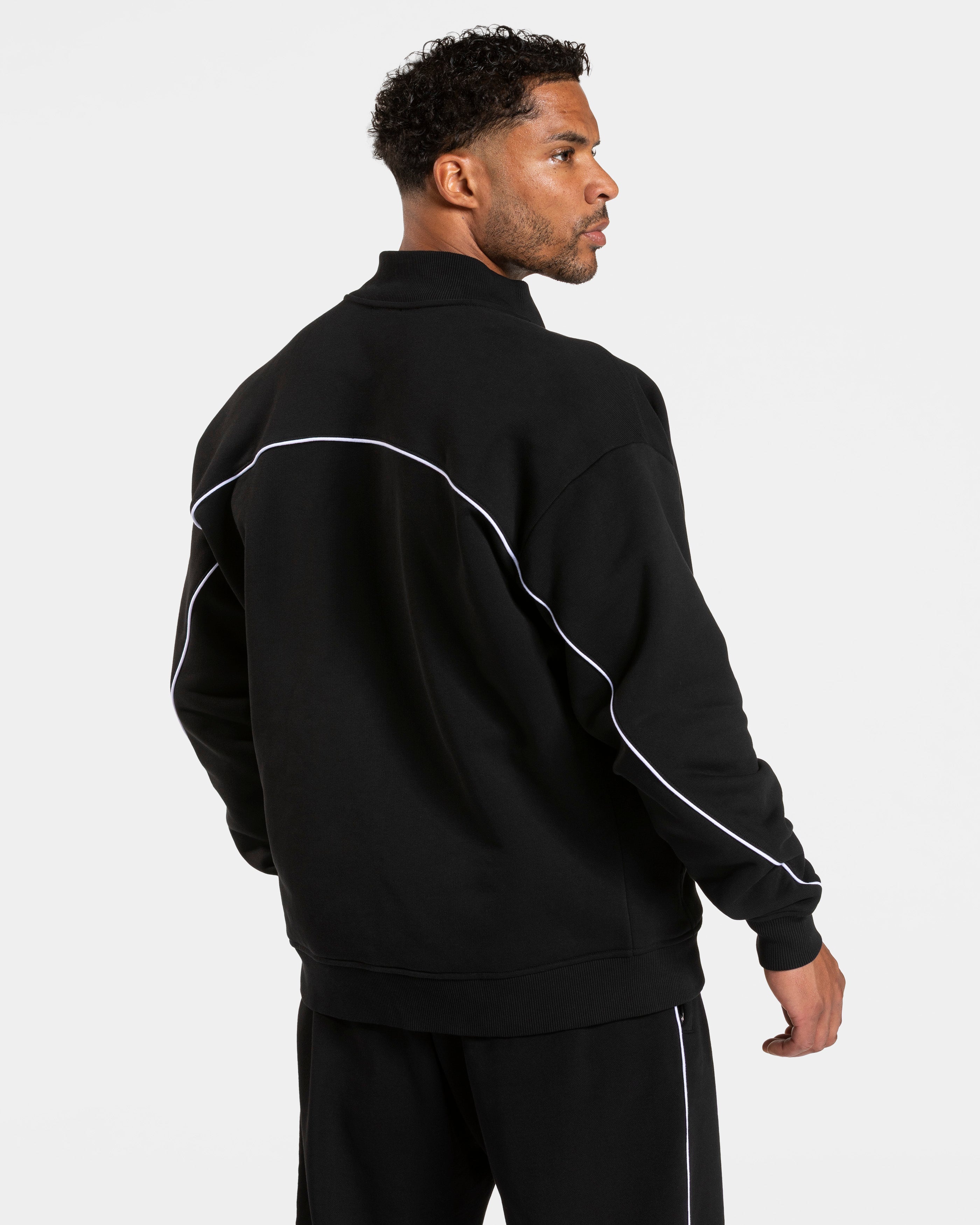 Contrastline Zip-Pullover "Schwarz - Weiß"