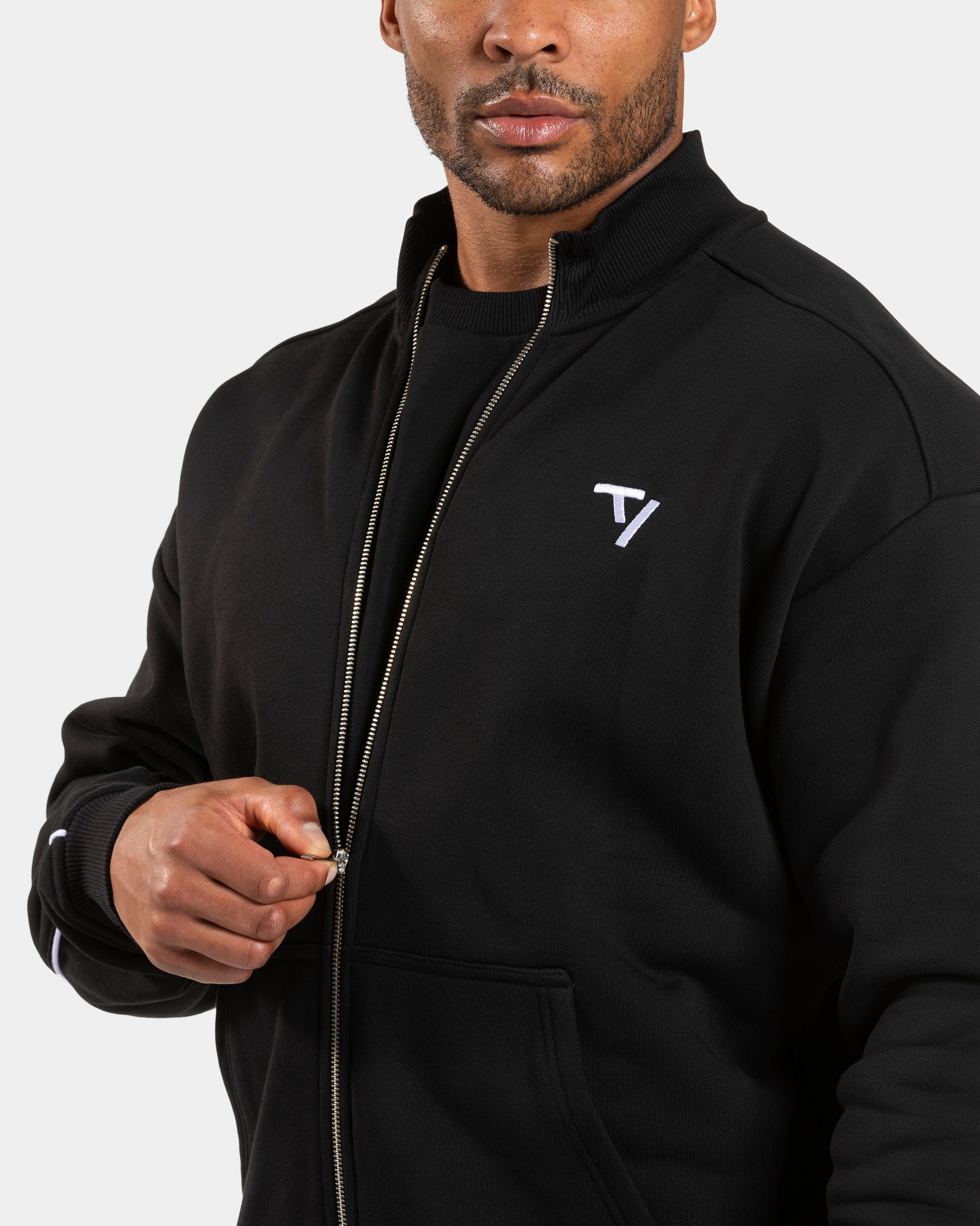 Contrastline Zip-Pullover "Schwarz - Weiß"