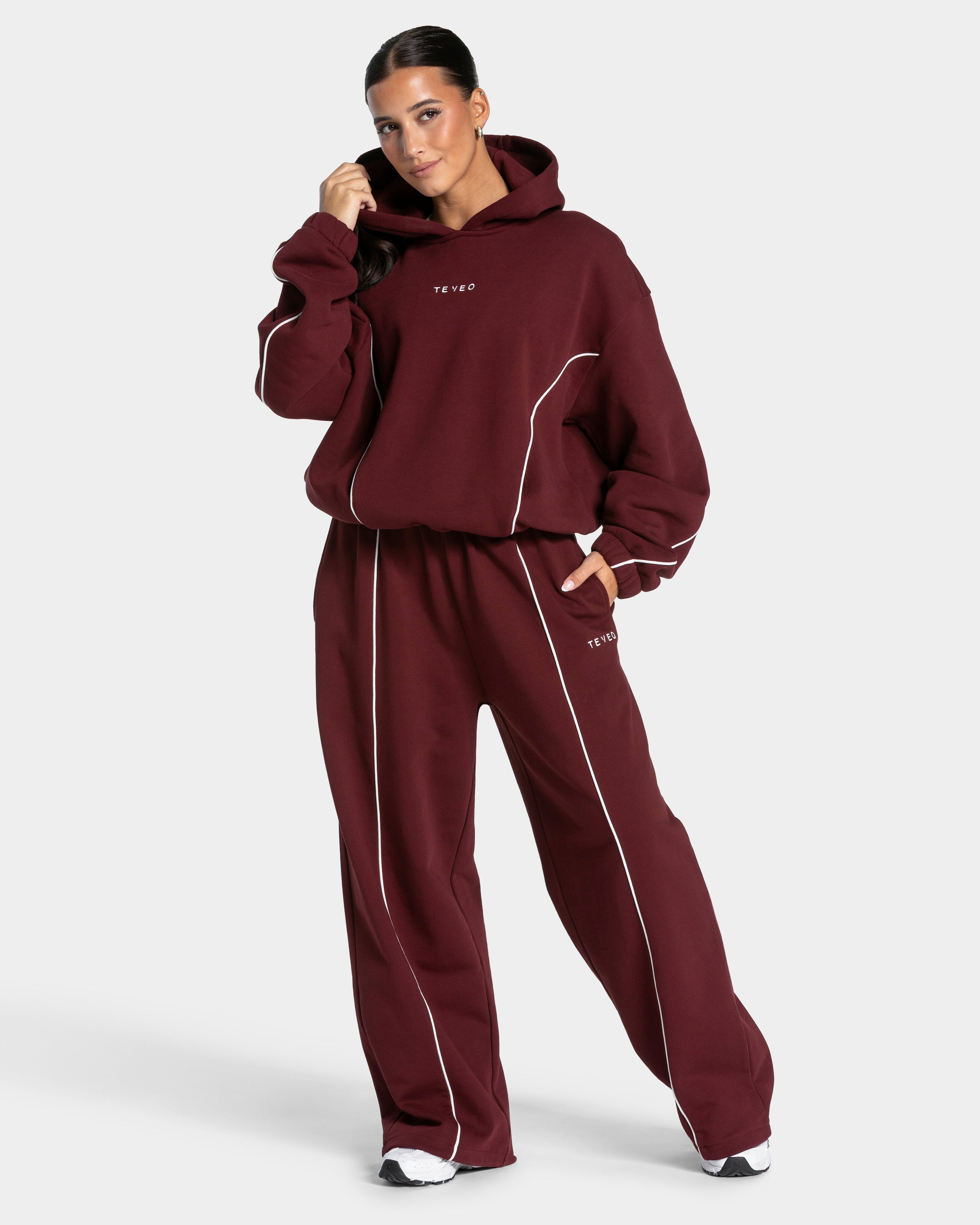 Contrastline Kapuzenpullover "Weinrot"