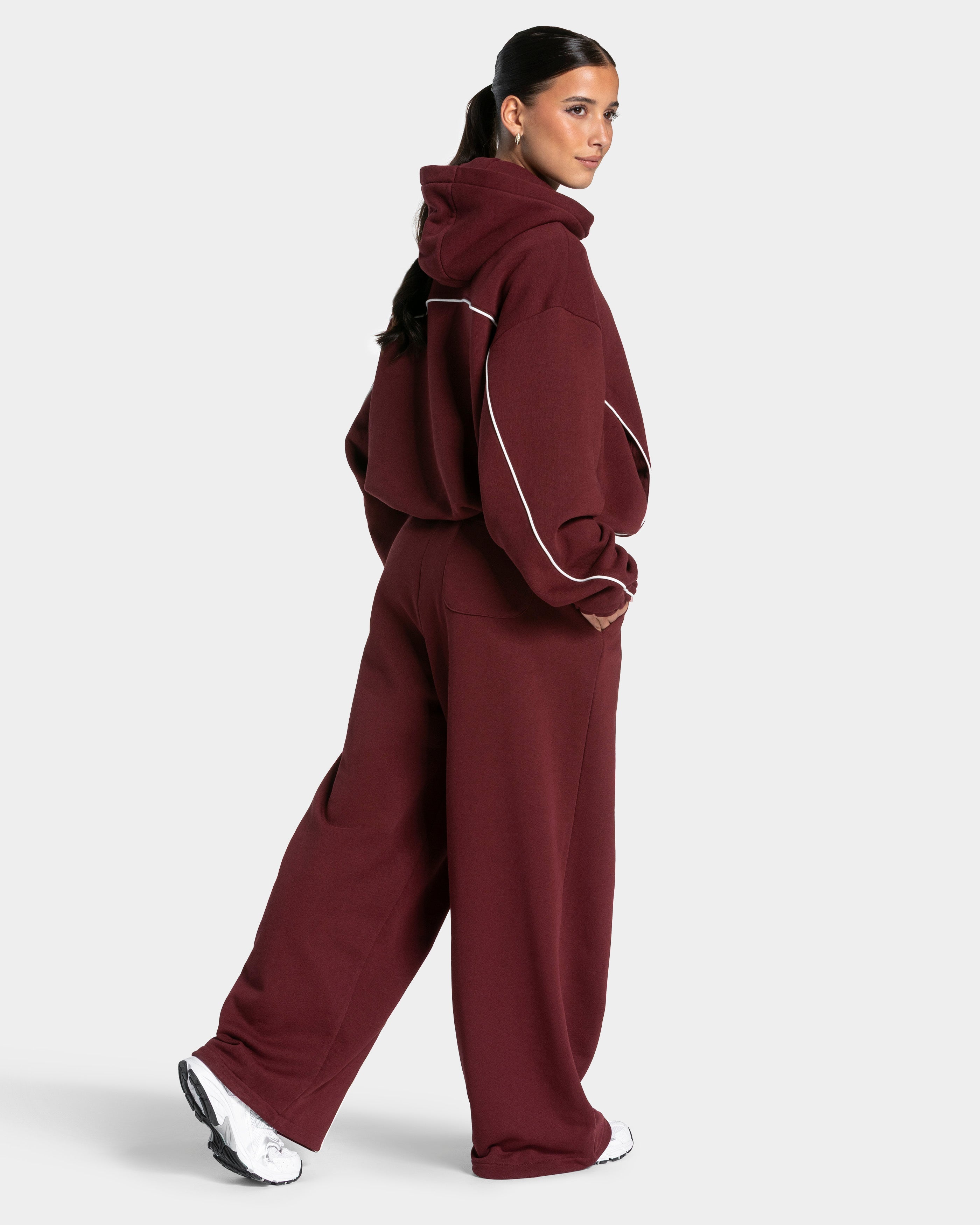 Contrastline Kapuzenpullover "Weinrot"