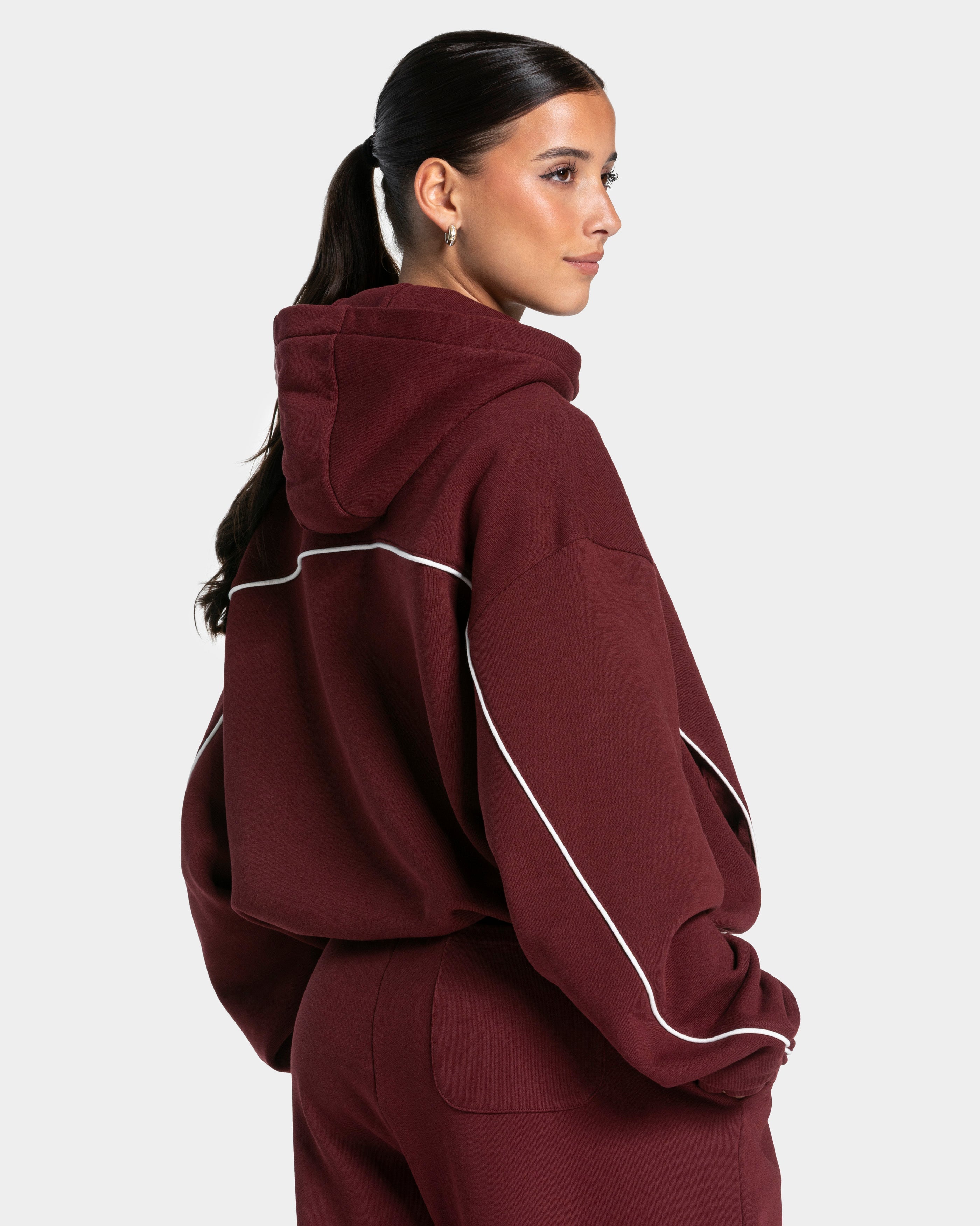 Contrastline Kapuzenpullover "Weinrot"