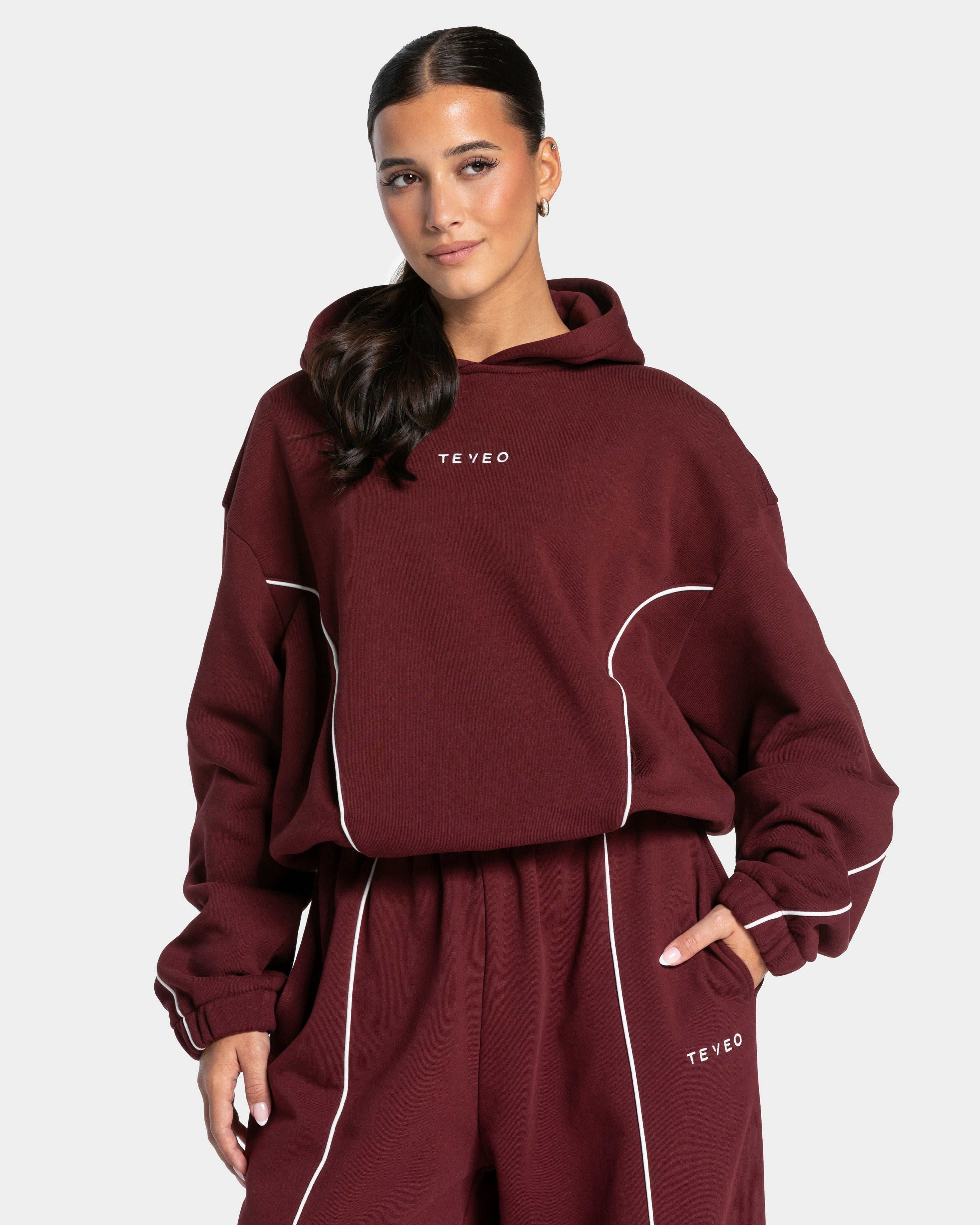 Contrastline Kapuzenpullover "Weinrot"
