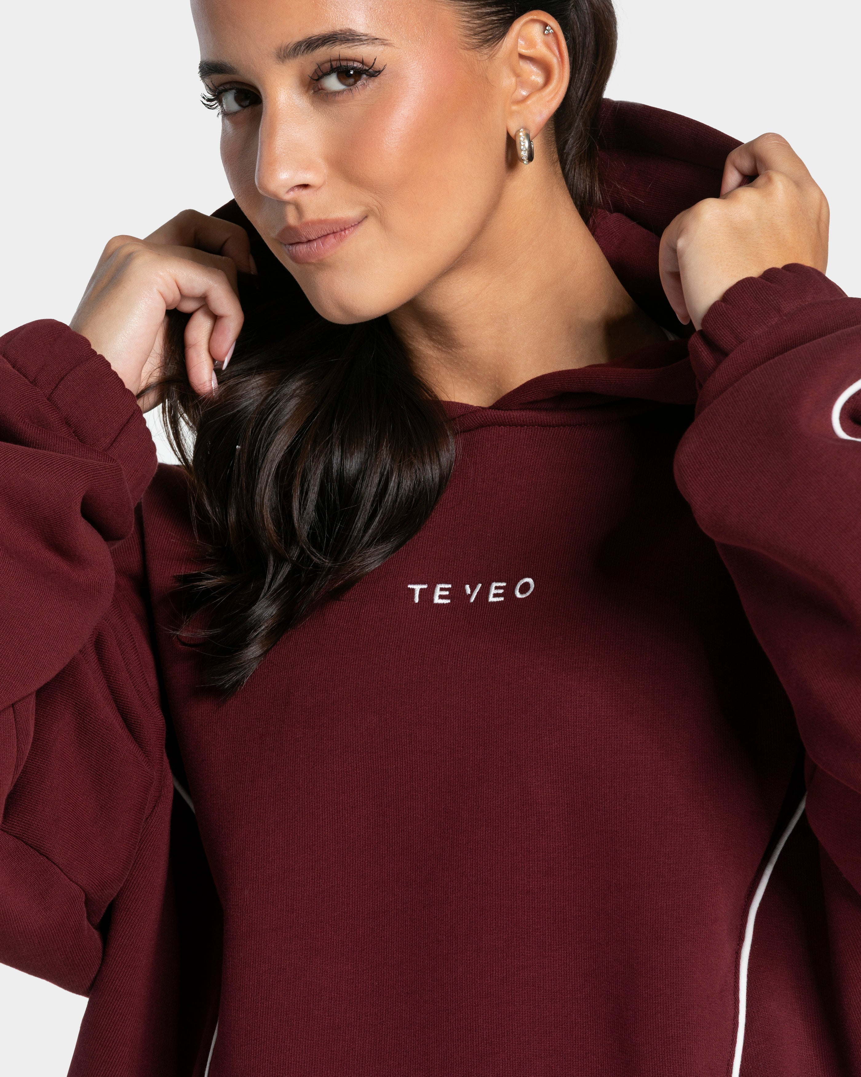 Contrastline Kapuzenpullover "Weinrot"